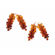 Серьги-гроздья из балтийского янтаря и бисера Серьги-гроздья из балтийского янтаря и бисера