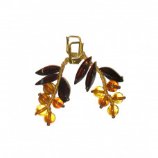 Серьги из балтийского янтаря, бисера и натурального турмалина