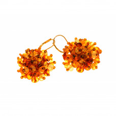 Серьги из балтийского янтаря, бисера и ювелирного сплава