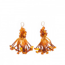 Серьги из балтийского янтаря, бисера и ювелирного сплава