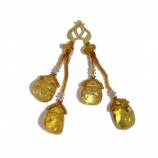 Серьги из балтийского янтаря, бисера