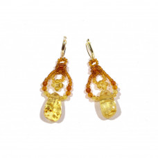 Серьги из балтийского янтаря и бисера