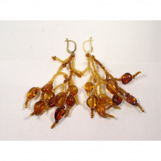 Серьги из балтийского янтаря и бисера