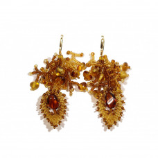 Серьги из балтийского янтаря и бисера