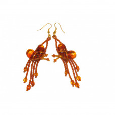 Серьги из балтийского янтаря и бисера