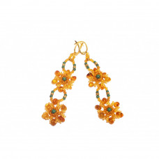 Серьги из натурального янтаря, бисера и малахита Серьги из натурального янтаря, бисера и малахита