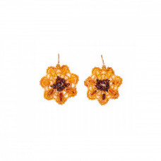 Серьги из натурального янтаря и бисера