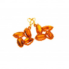 Серьги из натурального янтаря и бисера