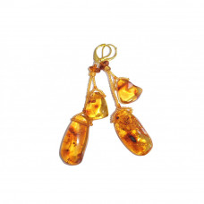 Серьги из натурального янтаря с бисером Серьги из натурального янтаря с бисером