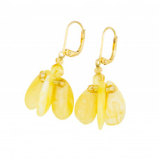 Серьги из светлого балтийского янтаря, бисера, ювелирного сплава