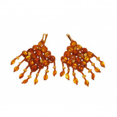 Серьги из янтаря и бисера Серьги из янтаря и бисера