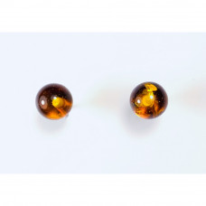 Серьги-пуссеты из янтарных шариков