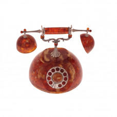 Шкатулка "Старинный телефон" из янтаря