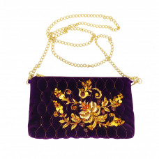 Сумочка бархатная, расшитая золотой нитью и янтарем