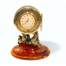 Сувенир-часы "Цирковой медведь" из янтаря