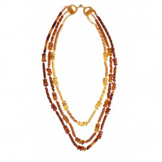 Трехуровневое колье из янтаря с бисером