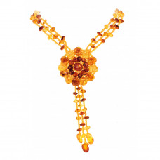 Удлиненное колье из балтийского янтаря и бисера Удлиненное колье из балтийского янтаря и бисера