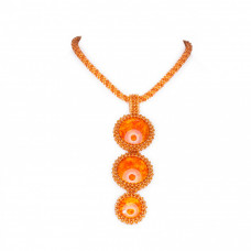 Удлиненное колье из натурального янтаря и бисера Удлиненное колье из натурального янтаря и бисера