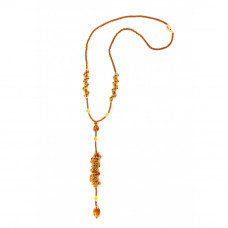 Удлиненное колье из светлого янтаря и бисера