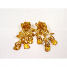 Удлиненные клипсы из балтийского янтаря и бисера