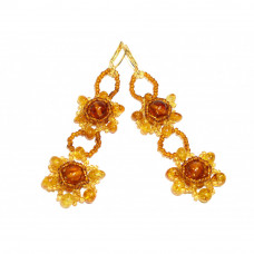 Удлиненные серьги из натурального янтаря и бисера