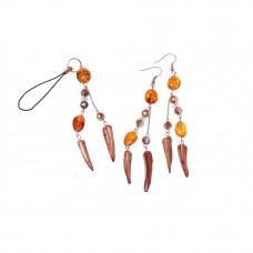 Удлиненные серьги из натурального янтаря
