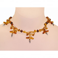 Утонченное ожерелье из натурального янтаря и бисера