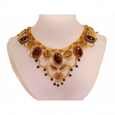 Великолепное колье из натурального балтийского янтаря с бисером