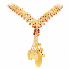 Великолепное колье из светлого янтаря