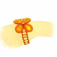 Великолепный браслет из натурального янтаря с цветком