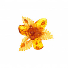 Яркая брошь из балтийского янтаря и бисера