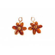 Серьги из  балтийского янтаря, бисера 40792
