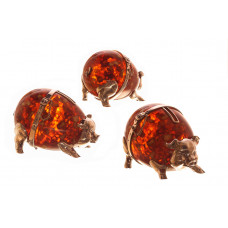 Сувенир "Свинья-копилка" из янтаря svk-11