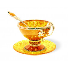 чайный набор "Виноград" из янтаря с ложечкой 11503/L