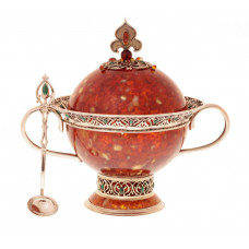 Сахарница "Восточная сказка" из янтаря с ложечкой sakh-arb/L