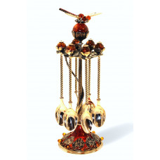 Набор серебряных ложек чайных "Стрекоза" с янтарем HD8-6111/podstL