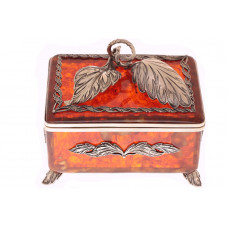 Янтарная коробочка для чая с ложечкой из янтаря chai1-K-L