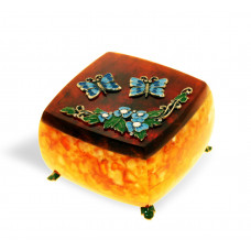 Шкатулка "Бабочки" из янтаря stl-9