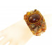 Серьги из балтийского янтаря, бисера и натуральной кожи 10983-1e